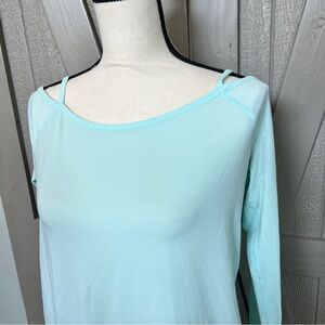 Like new- GAP- Open back-On and Off shoulder Women's Aqua Long Sleeve Top